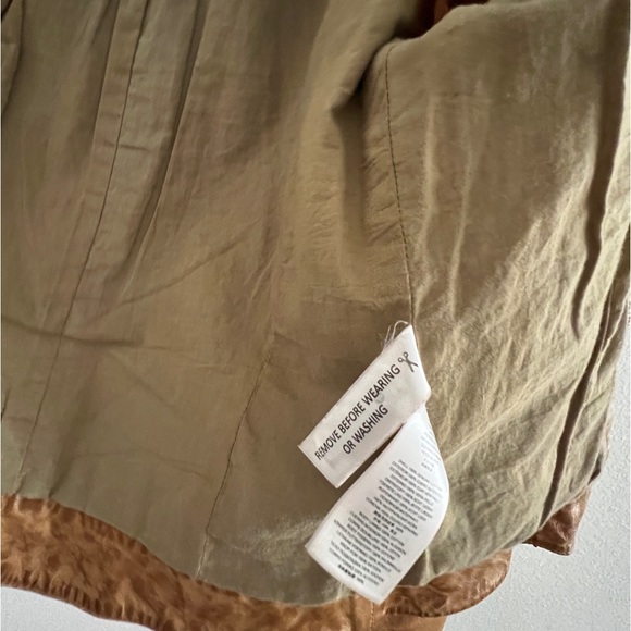 Michael Kors Leather Moto Biker Jacket Distressed Tan Luggage XS Small AUTHENTIC - Picture 8 of 14